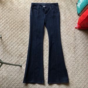 NWOT BR dark wash pleated flare jeans